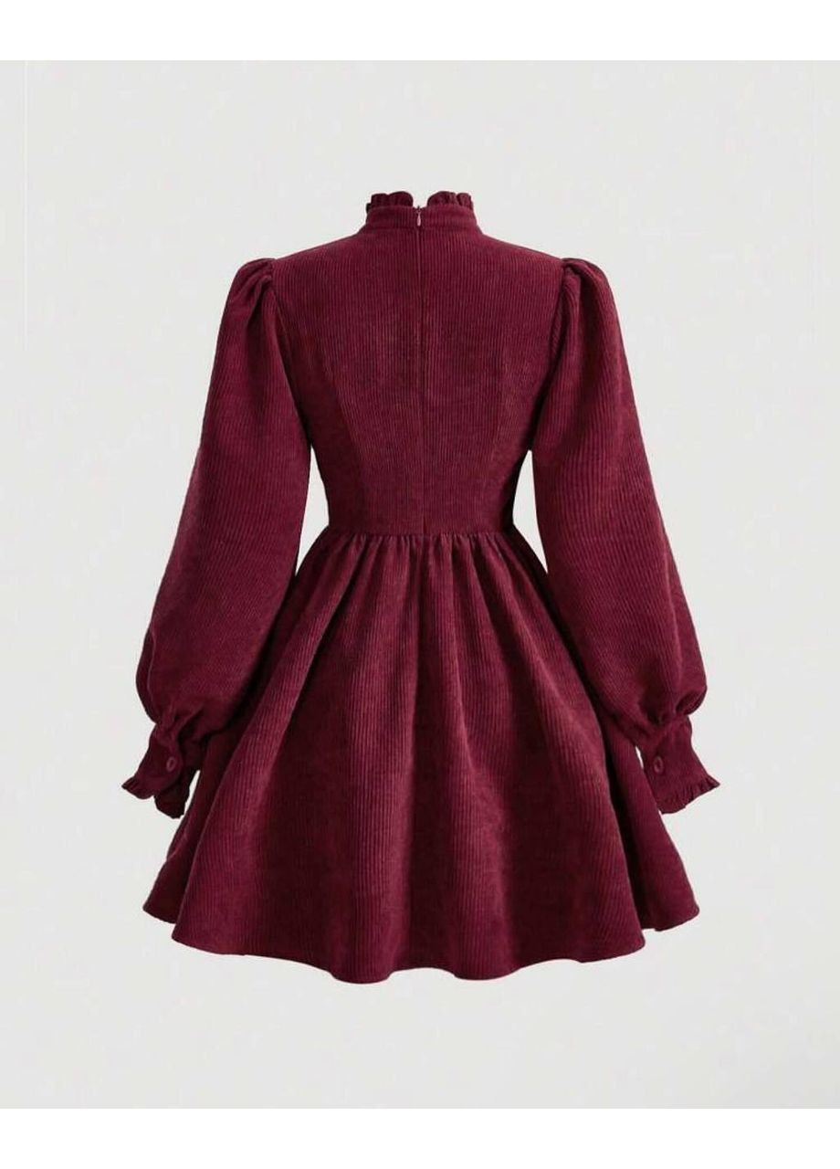 Бордовое праздничный, повседневный, вечернее, кэжуал женское платье клеш No Brand однотонное