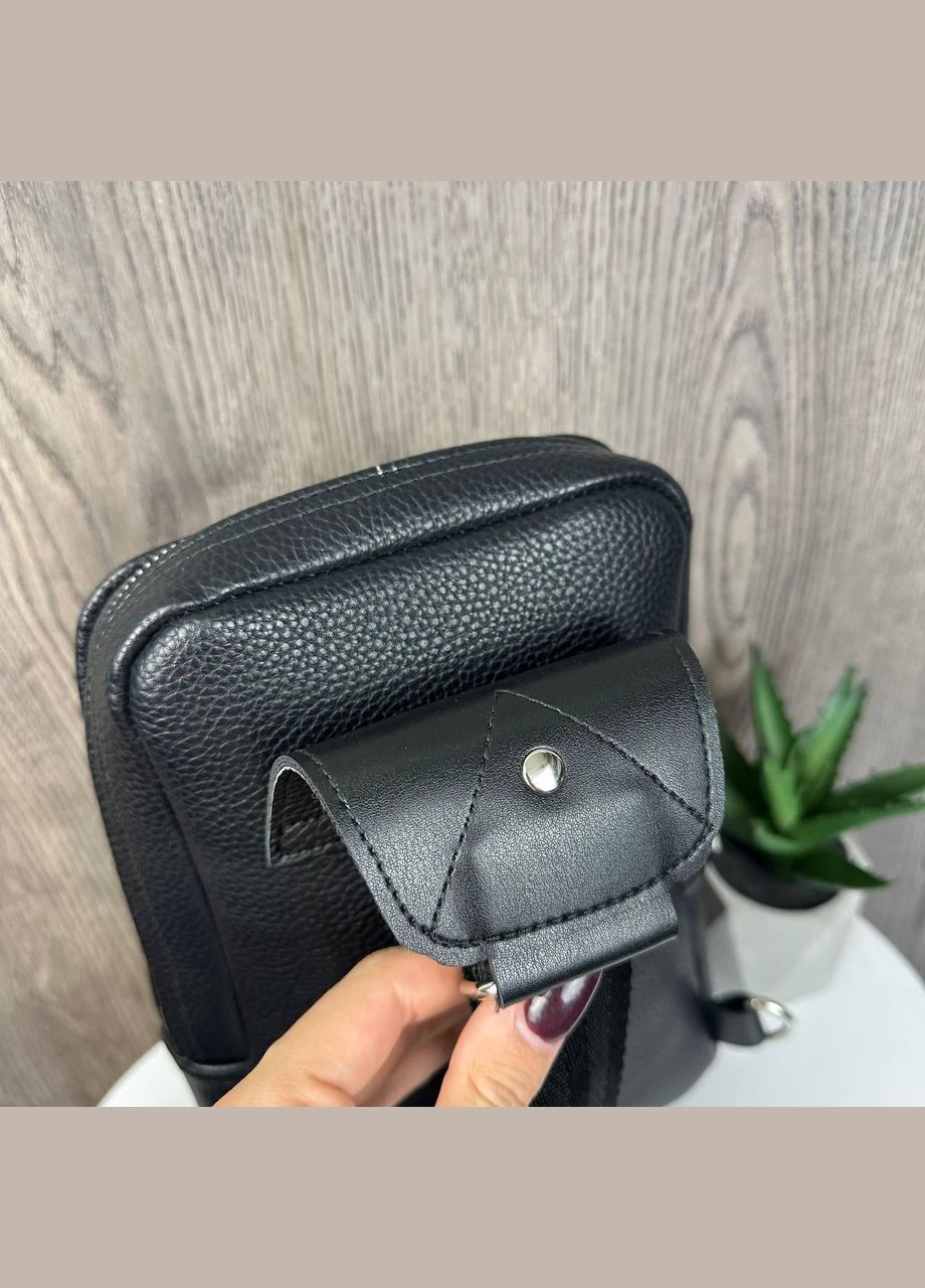 Чоловіча сумка-бананка слінг із екошкіри чорна (sku_1669) No Brand (346078149)