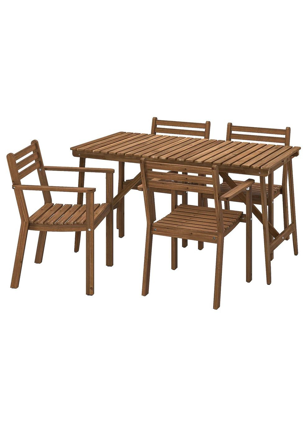 Стіл + 4 стільці з підлокітниками. ІКЕА ASKHOLMEN 143х75 см (s09529110) IKEA (293510714)
