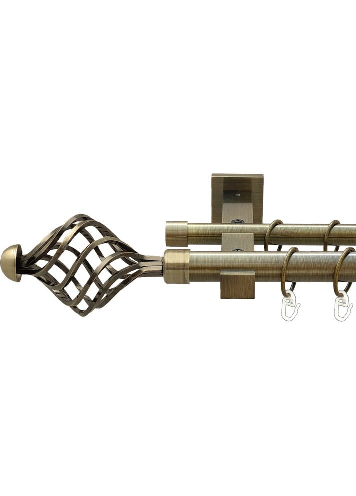 Карниз Арезо металлический двухрядный техно гладкая труба Антик 25\19 мм 300 см (00-00025947) ORVIT (300844738)