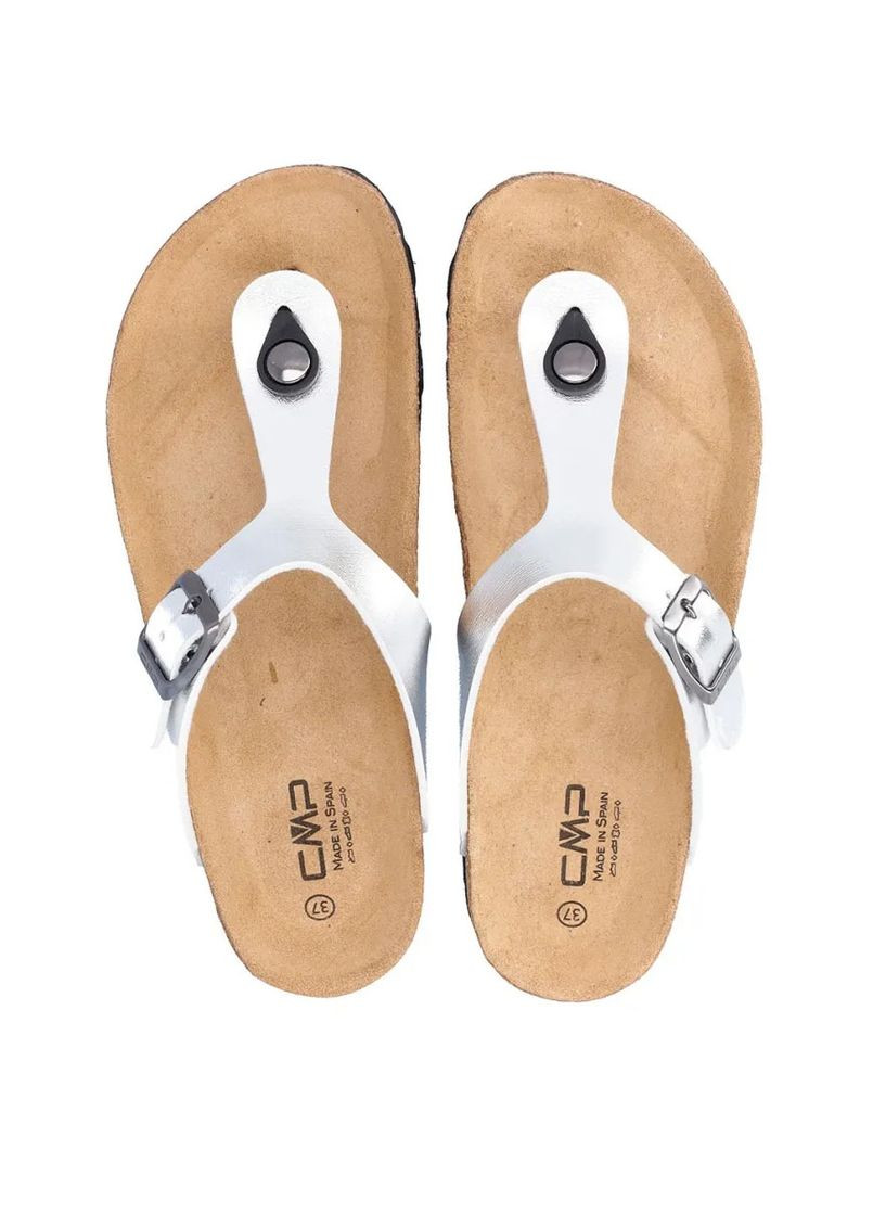 Серебряные женские шлепанцы 3q91036-u303 серебряный искусство. кожа CMP