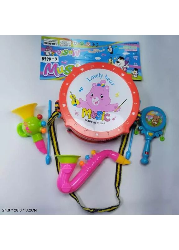 Іграшка інструменти музичні дудка барабан саксофон 8998-3, пакет 28*24*8,2см No Brand (362431756)