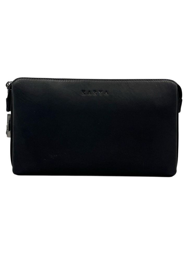 Барсетка мужская нубуковая кожаная черная 0718-30 Karya (365815621)