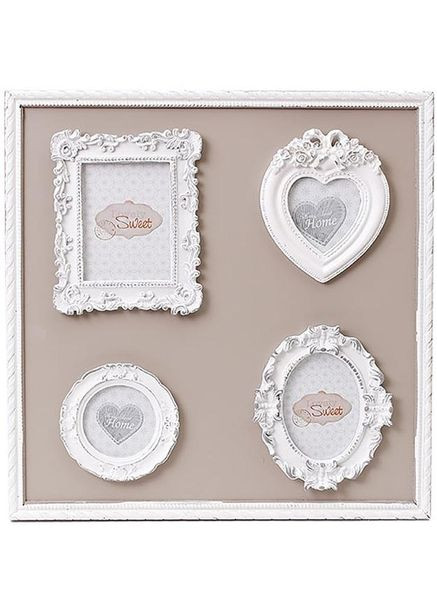 Рамка-коллаж деревянная Sweet White на 4 фото, доска 36х36см Bona (332666127)