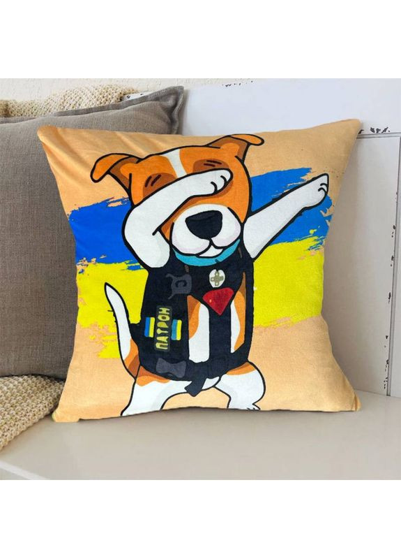 Подушка патріотична 3D "Пес Патрон" 2715_E 12755 50х50 см оранжева FlexDress (368783689)