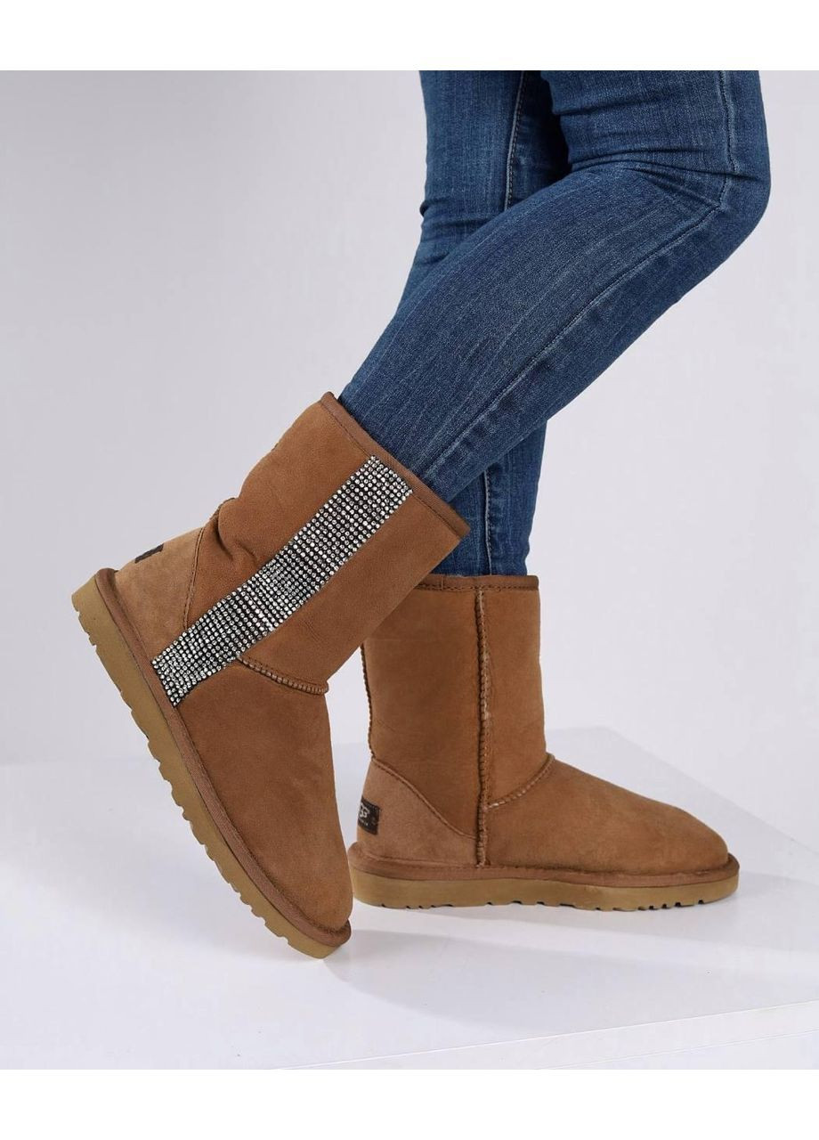 Угги женские зимние коричневые натуральная замша No Brand Уггі жіночі зимові (366962205)