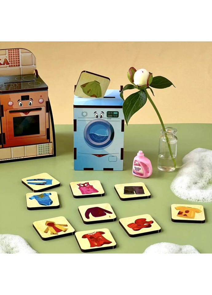 Деревянная настольная игра «Бытовая техника» сортер-комодик Ubumblebees (370289601)