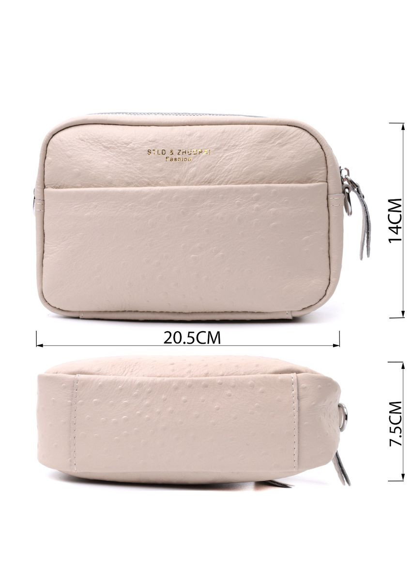 Фактурна жіноча кроссбоді з натуральної шкіри біла 22660 Vintage (329198908)