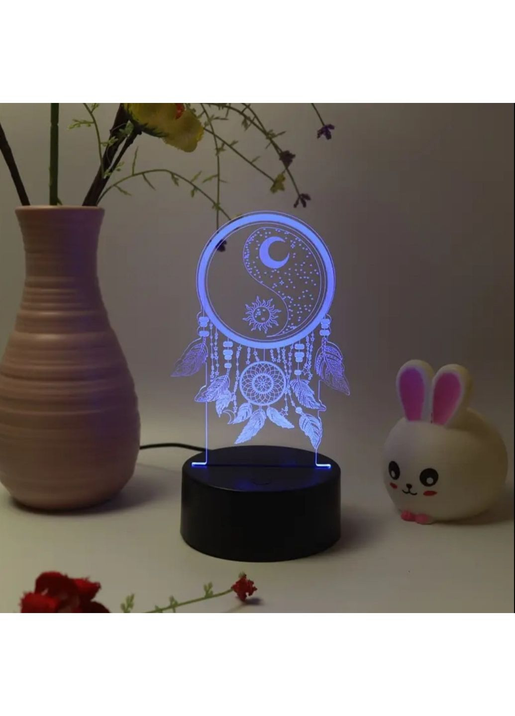3D ночник "Ловец снов" с RGB LED-подсветкой - акриловая лампа с эффектом гравировки. No Brand (358694008)
