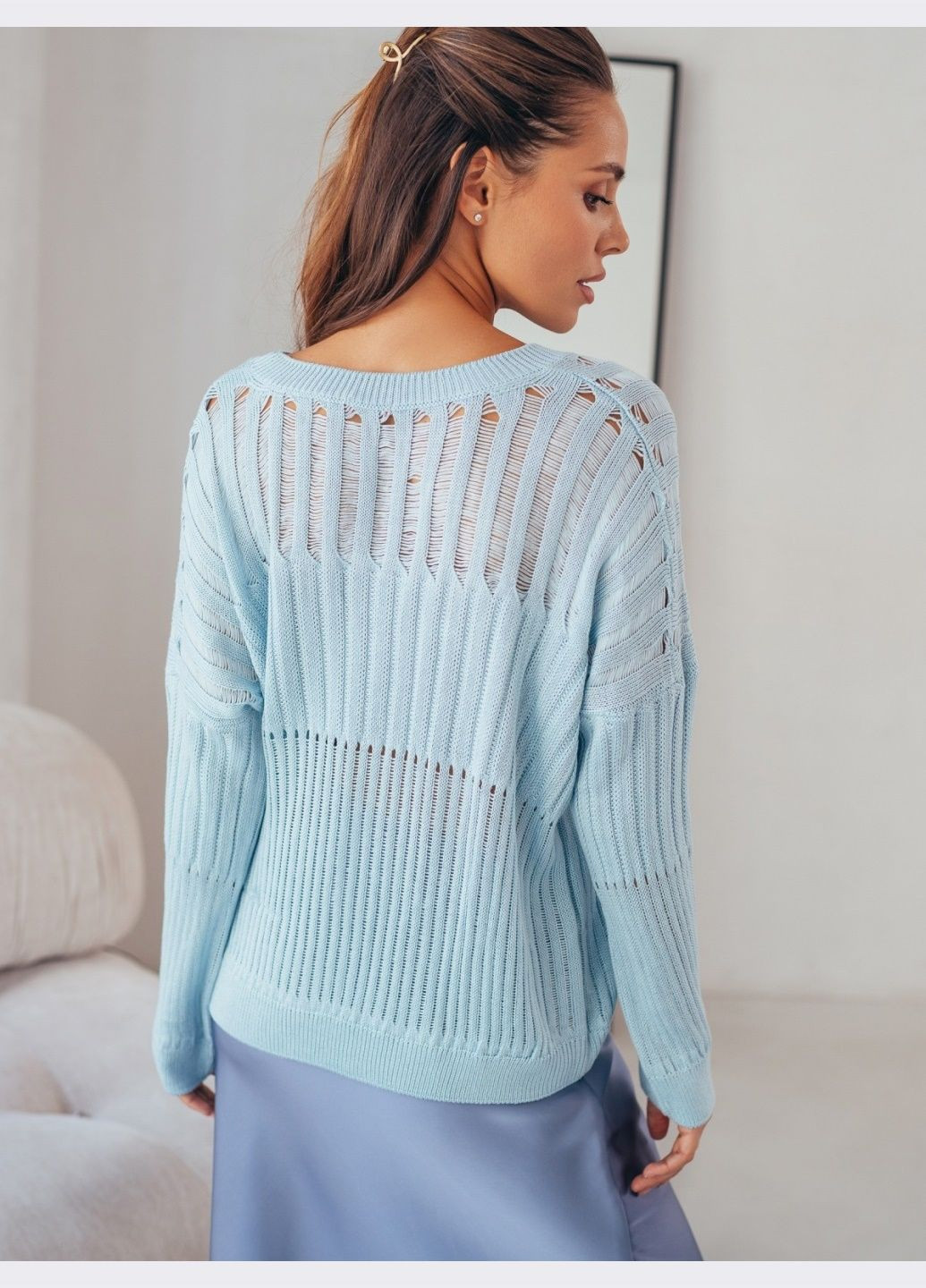 вязаный джемпер голубого цвета Dressa (304610256)