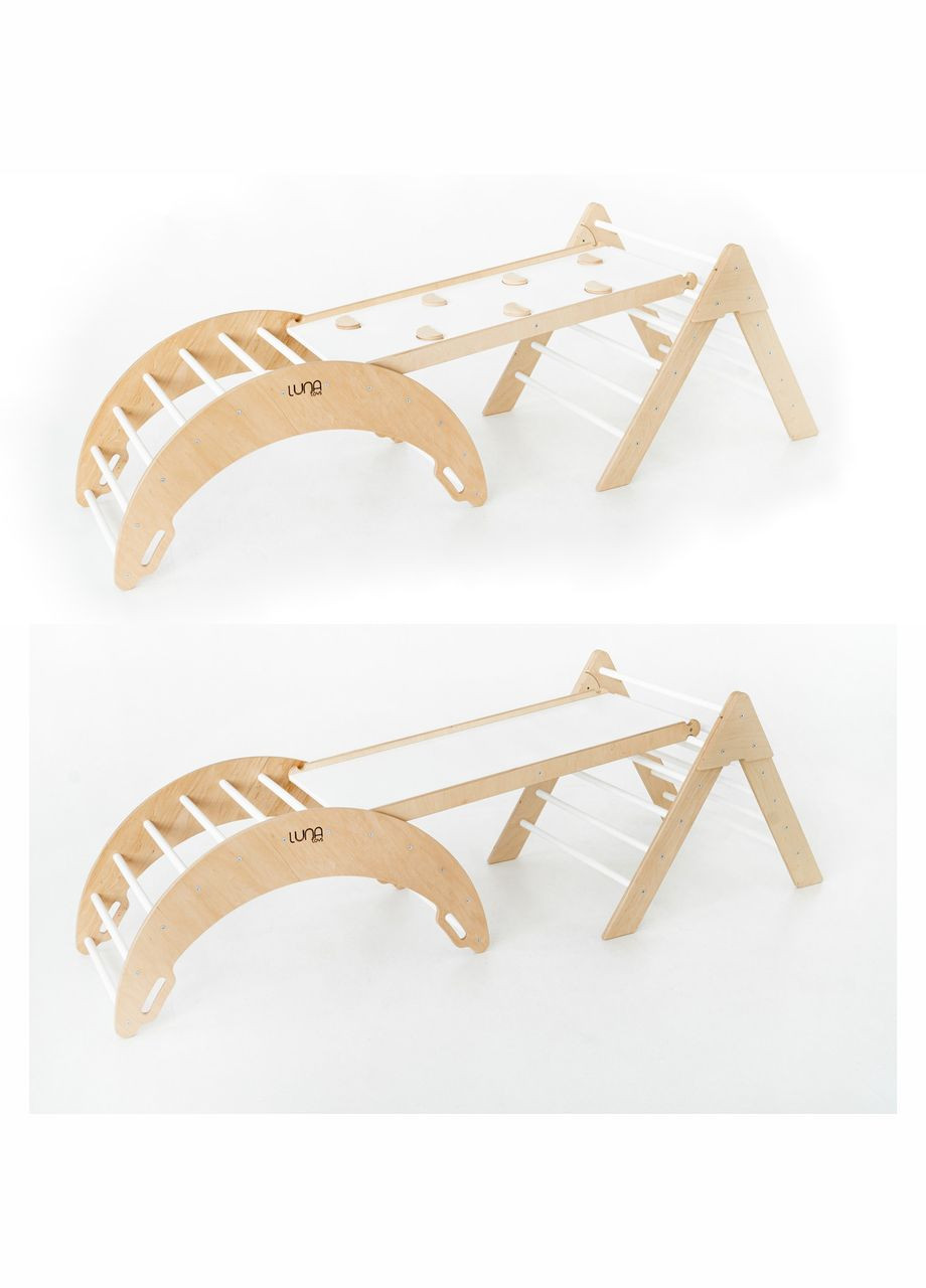 Дитячий набір Монтессорі Трикутник Піклер + Арка Піклер + Гірка + Матрасик. БІЛИЙ LunaToys (306552742)