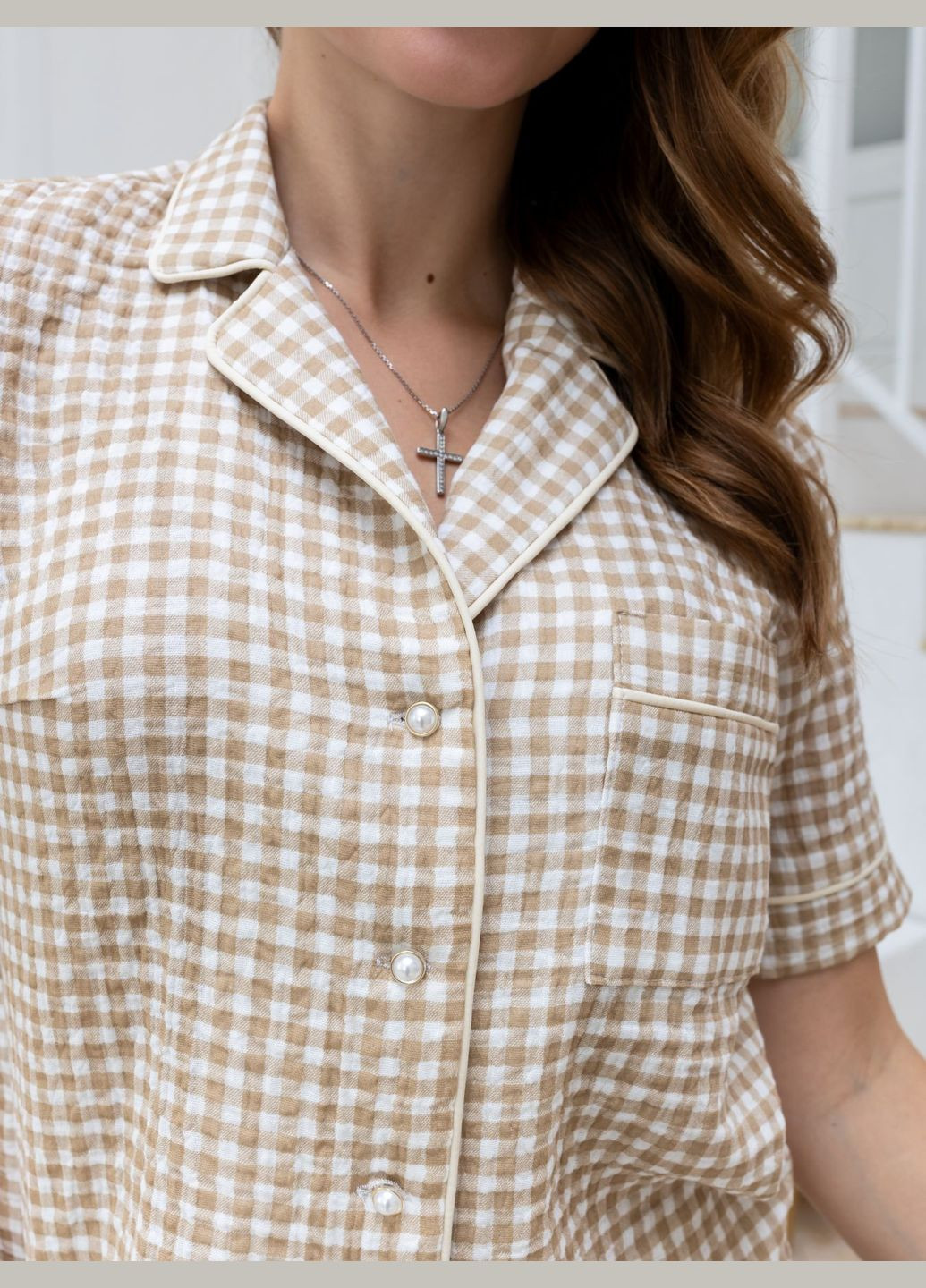 Бежева всесезон піжама жіноча сорочка + брюки Geran