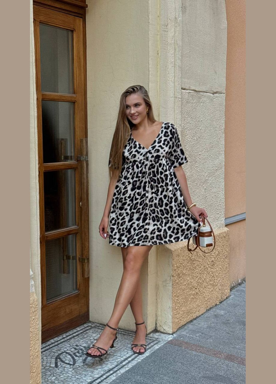 Темно-коричнева повсякденний жіноча сукня-комбінезон кльош Avanti леопардовий