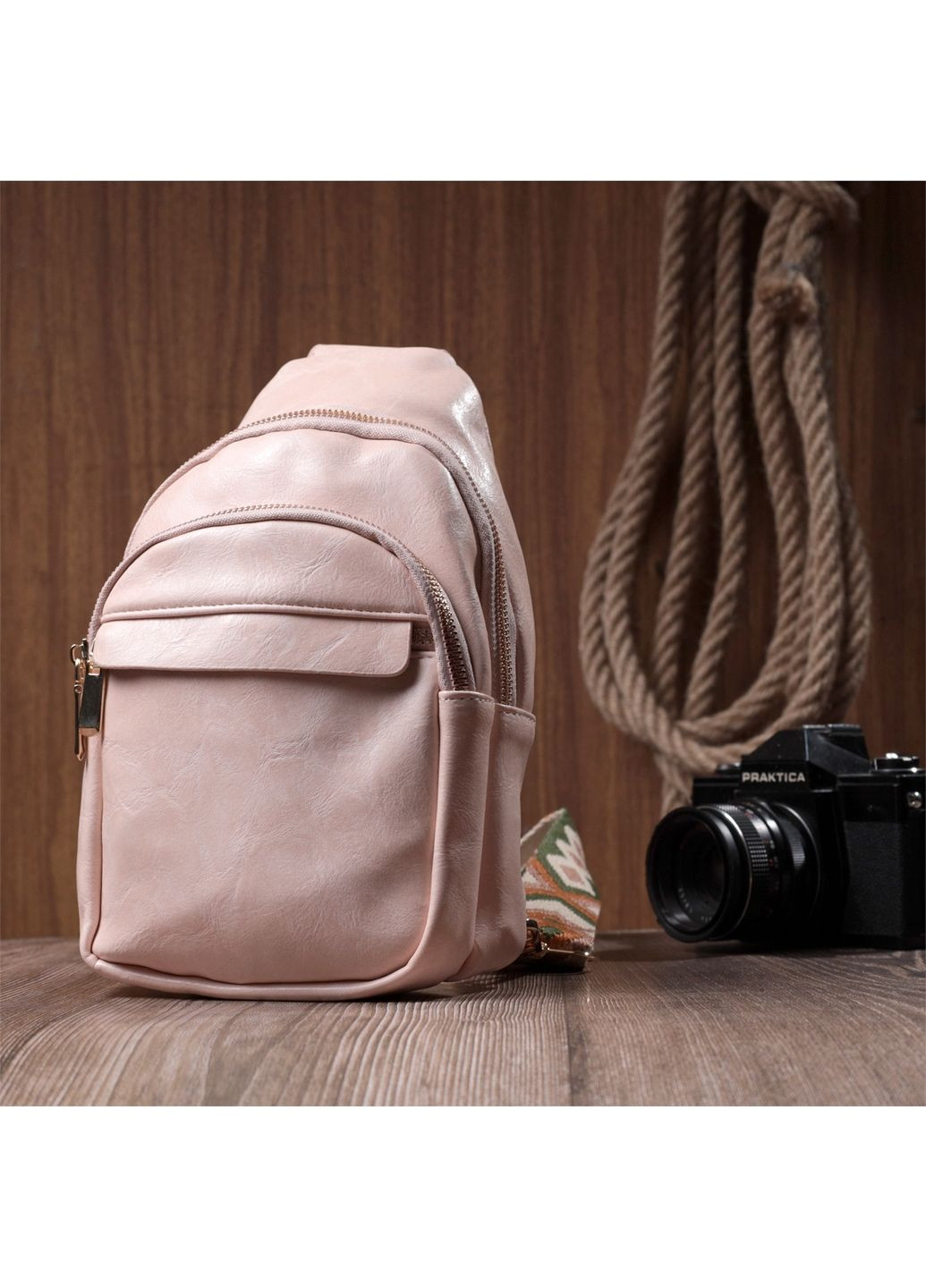 Компактная женская сумка с одной лямкой через плечо из гладкой экокожи 16х25х6,5 см Vintage (315870308)