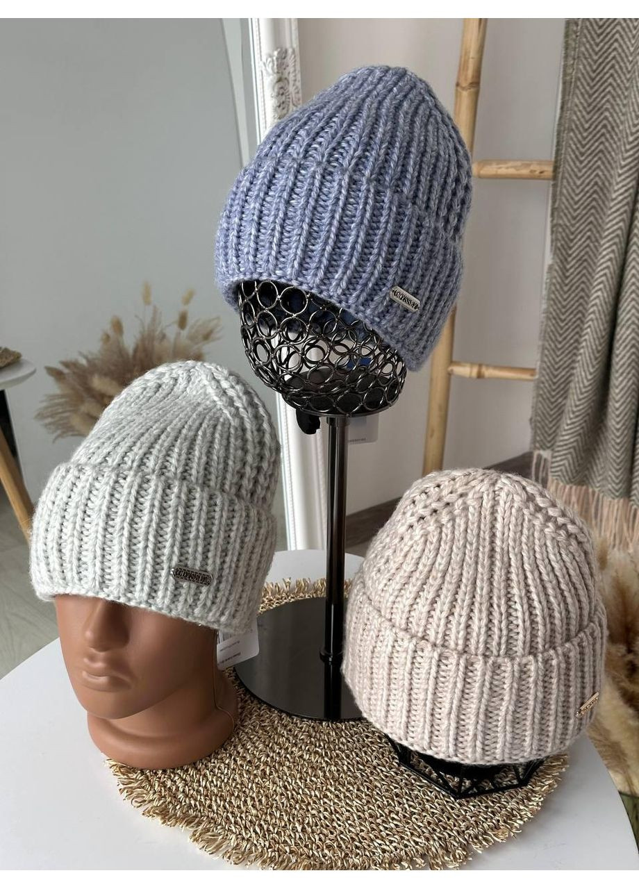 Женская шапка стильная красивая. Мужская шапка с двойным отворотом No Brand (362917710)