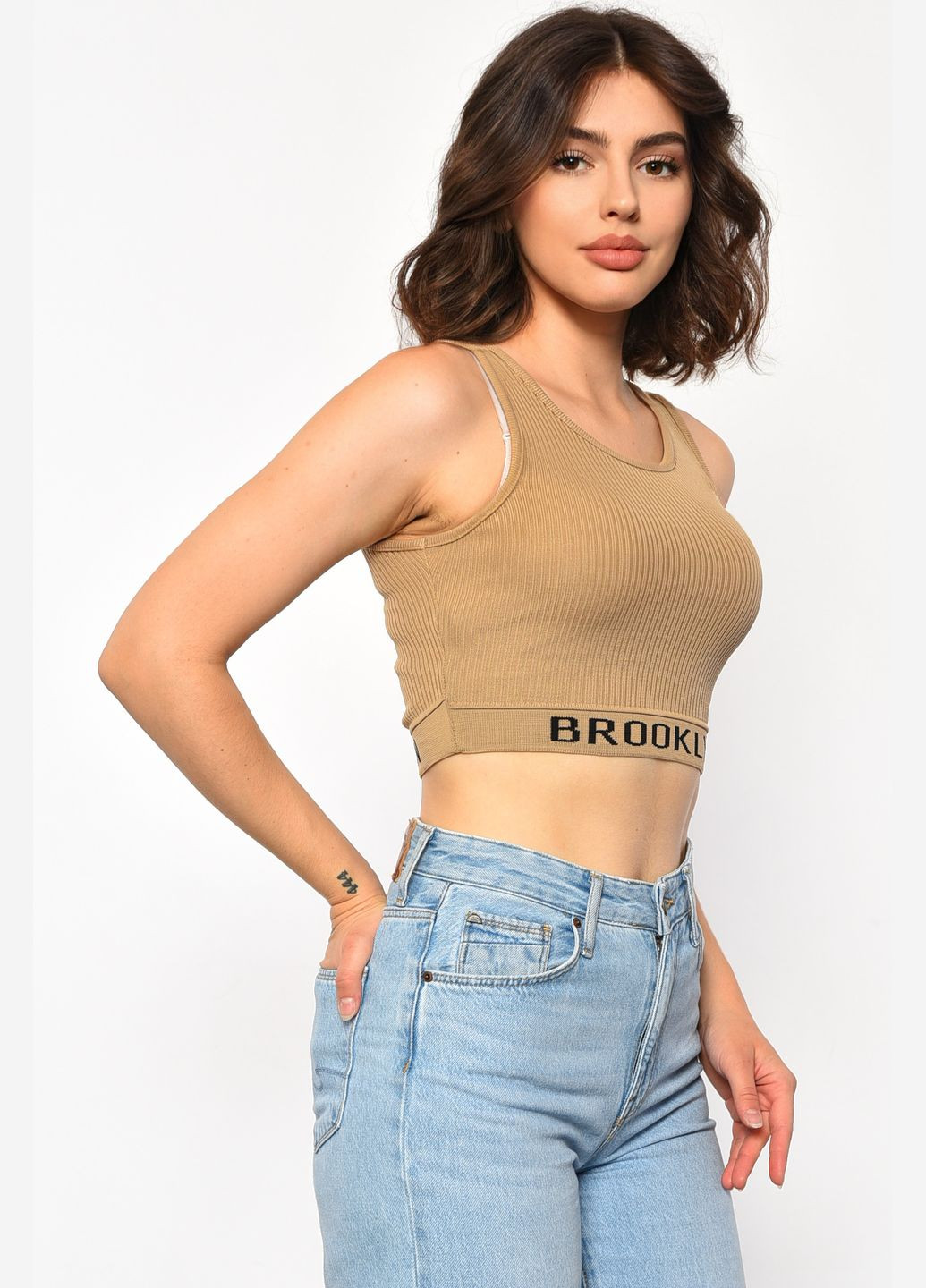 Топ женский бежевого цвета Let's Shop (299704340)