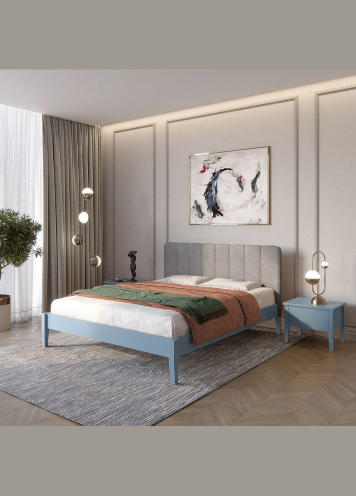 Двоспальне дерев'яне ліжко Лондон ДК (S7010R90B)/Аляска 93 (Сірий) Б1 160х190 см (MBG-6931) Mebigrand (368279068)