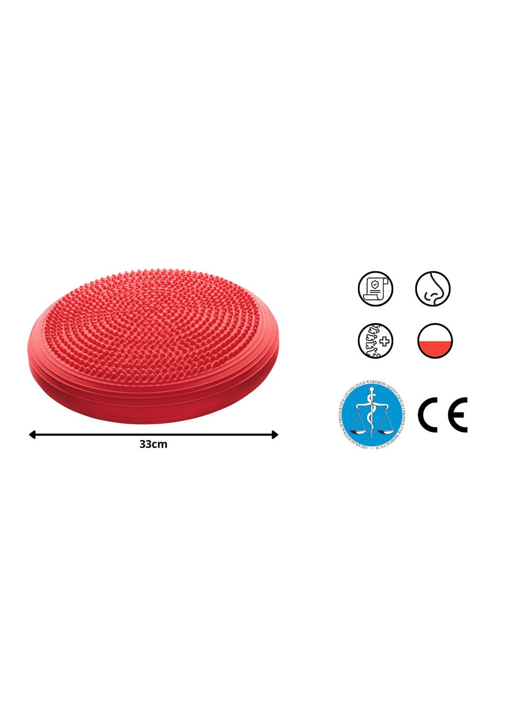 Балансувальна подушкадиск MED+ 33 см (сенсомоторна) масажна Red 4FIZJO 4fj0052 (275399290)