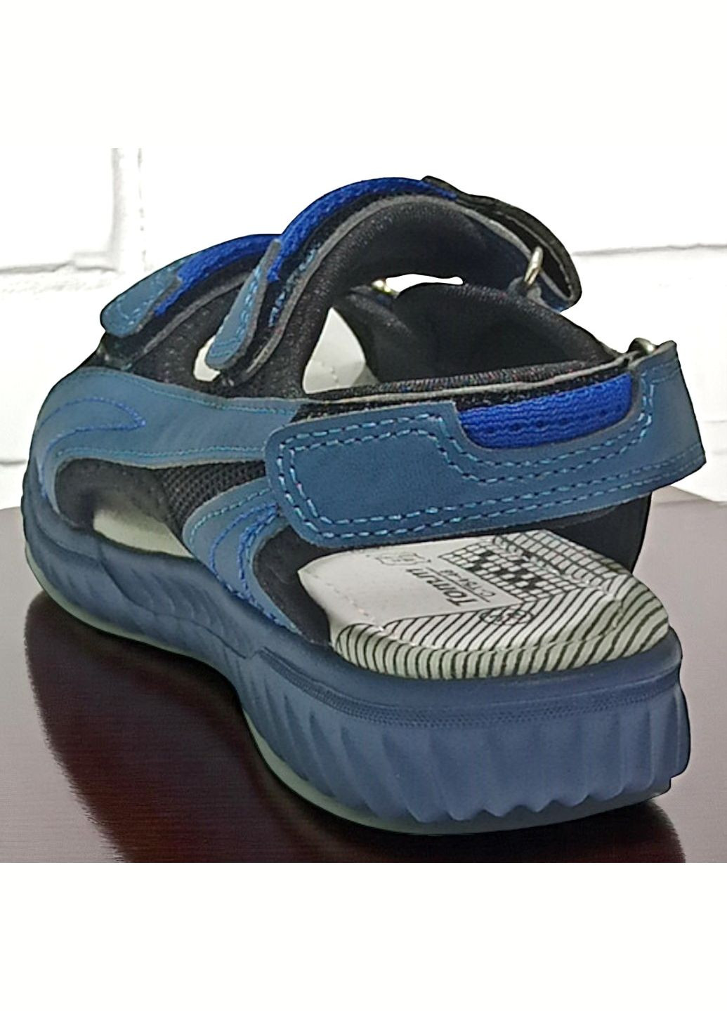 Синие спортивные, повседневные открытые спортивные босоножки сандалии на липучкакх для мальчика Tom.M на липучке