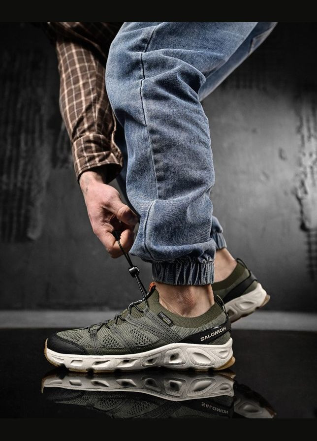 Хакі Літні чоловічі літні кросівки сіра сітка No Brand