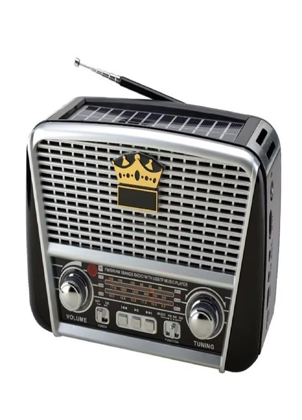 Радіоприймач портативний RX 455 радіо з ліхтарем на акумуляторі Сірий Golon (319205349)