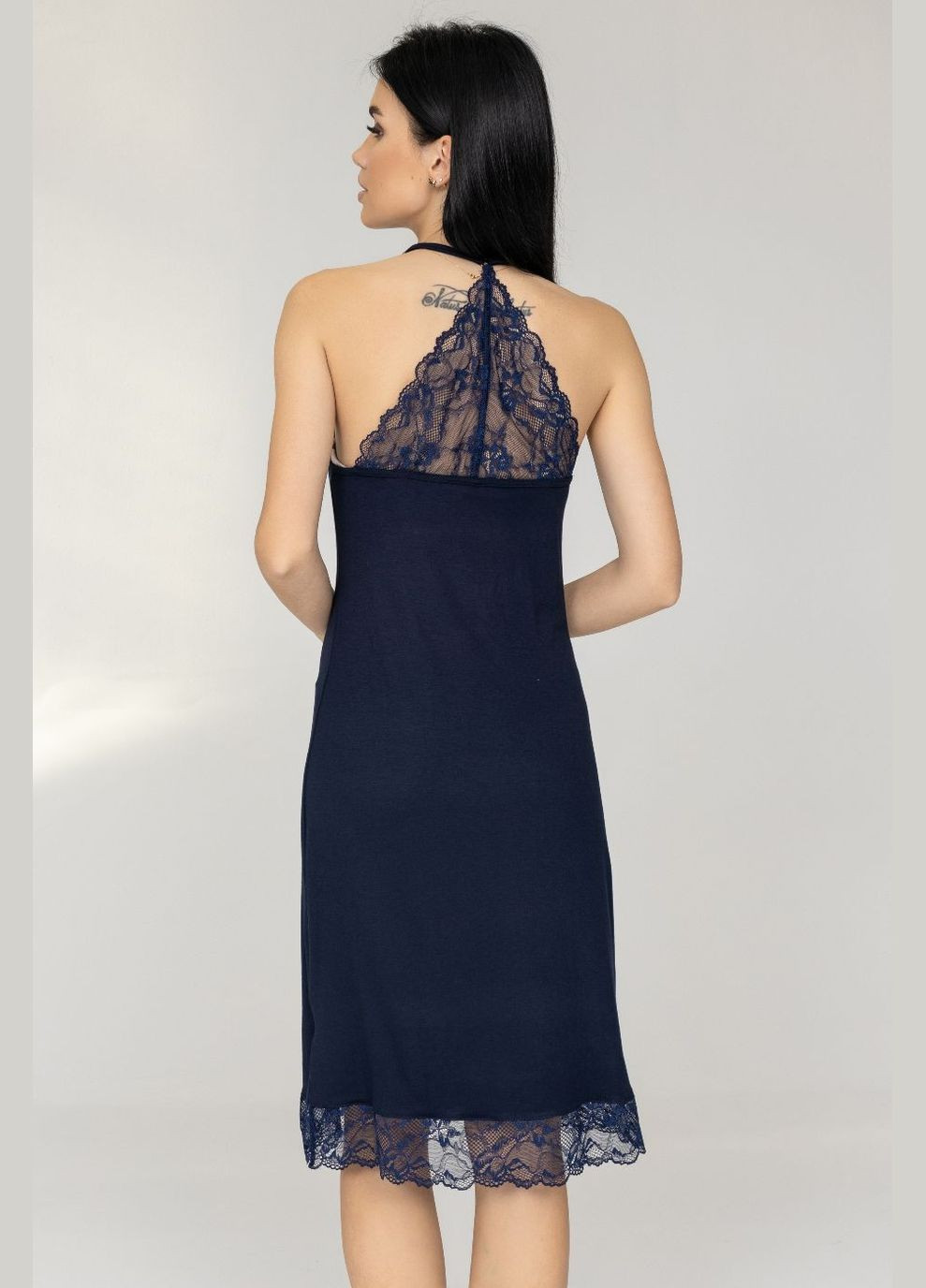 Синій демісезонний нічна сорочка мереживна нс1200 синій MiaNaGreen