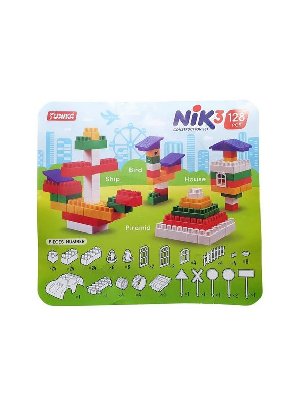 Дитячий конструктор з великими деталями "NIK-3" 71887, 128 деталей Юніка (372177295)
