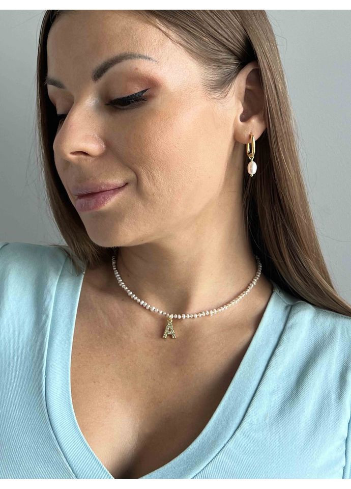 Чокер з дрібних перлин з літерою імені 5353 (Буква А) LeBijou (368559377)