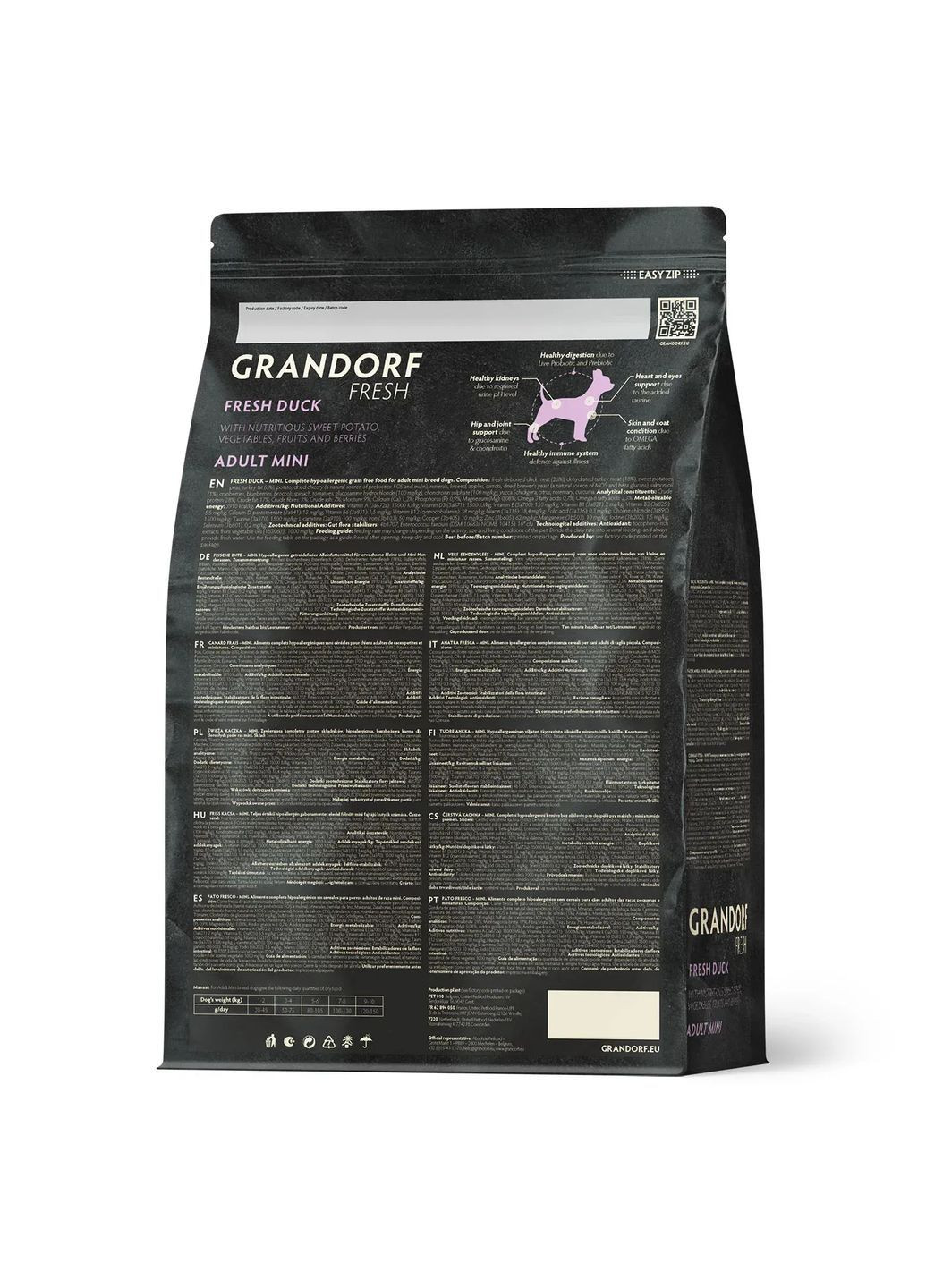 FRESH DOG ADULT MINI Duck & Sweet Potato – утка и батат для взрослых собак мелких пород Grandorf (362703492)