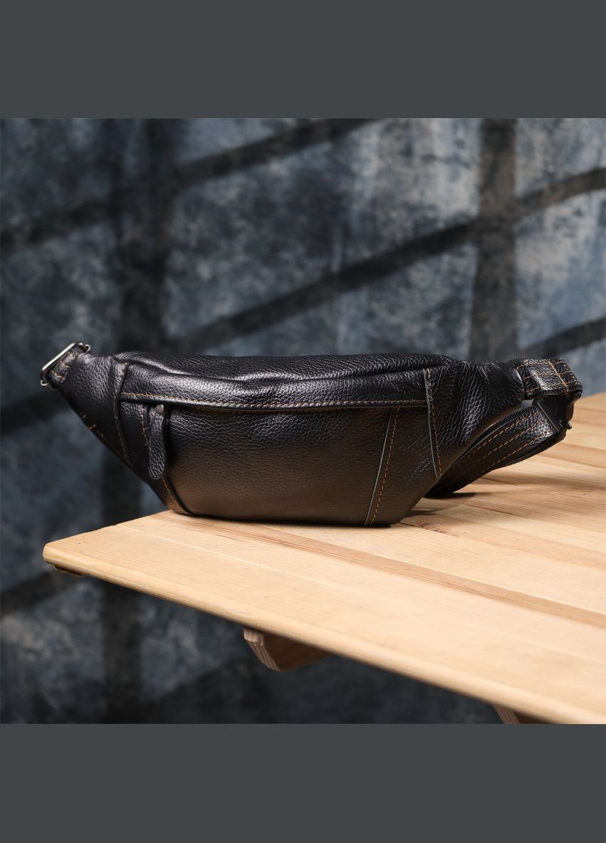 Привлекательная сумка-бананка для мужчин из натуральной зернистой кожи 23127 Черный Shvigel (332201421)