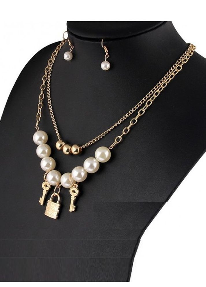 Набор бижутерии - бусы и серьги Ключи с замком, 8235 No Brand (360608189)