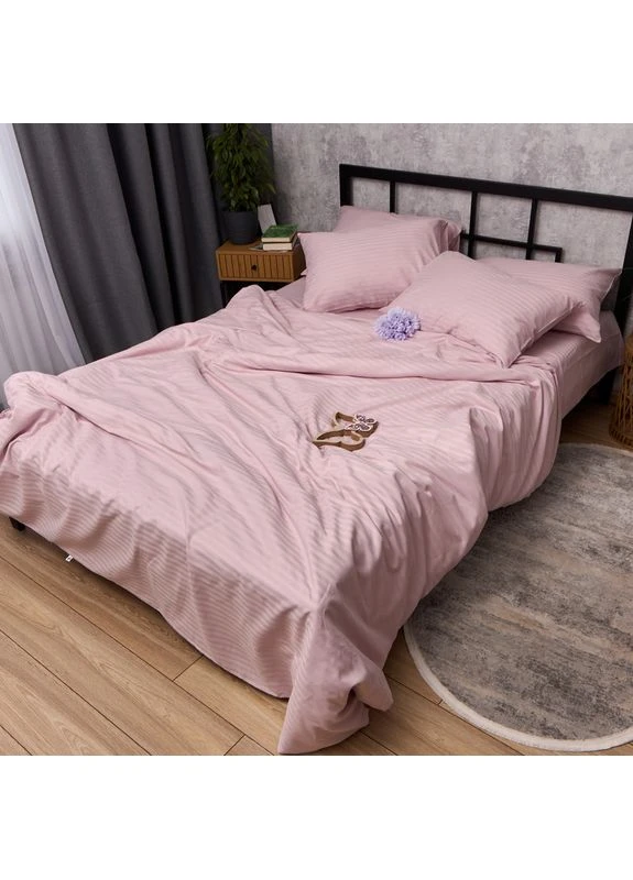 Комплект постільної білизни Satin Stripe євро 200х220 наволочки 2х40х60 (MS-820017055) Moon&Star Blush Satin (400232131)