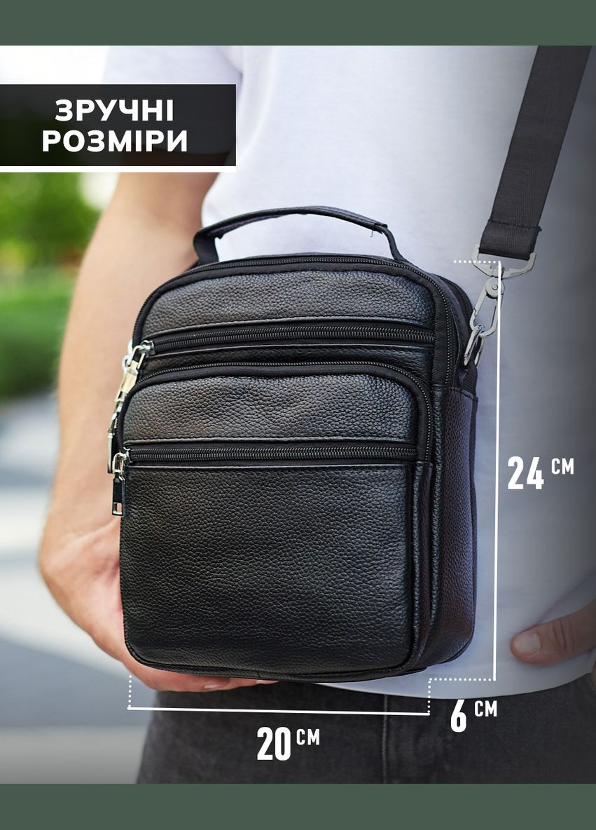 Чоловіча чорна шкіряна сумка-барсетка на кожен день A25-228C Bexhill (338373034)