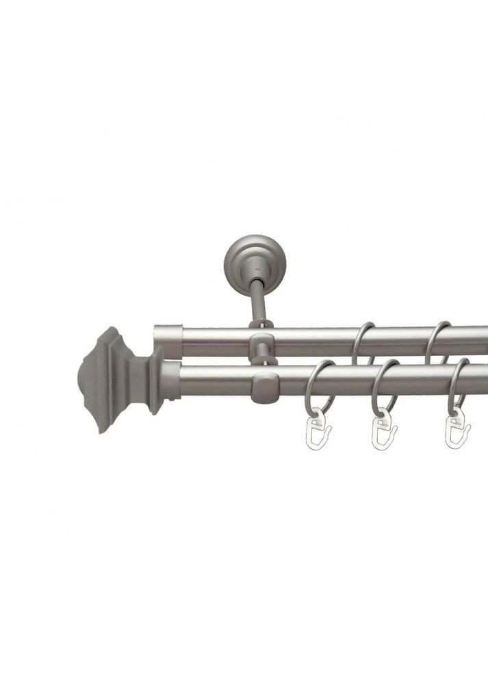 Карниз Борджеза металевий дворядний відкритий гладка труба Сатин 19\19 мм 160 см (6308078) ORVIT (300797338)