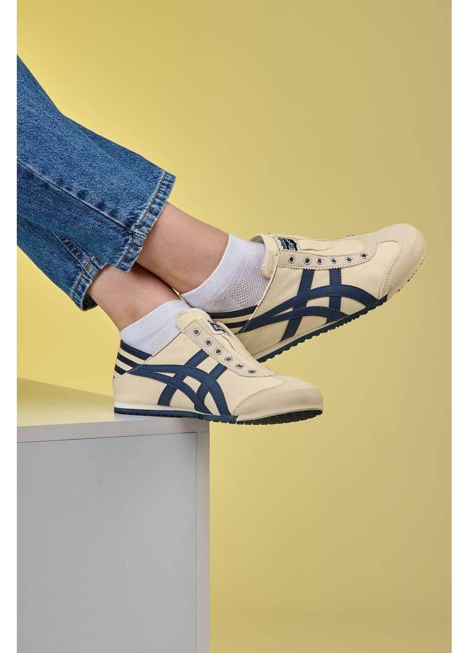 Бежевые демисезонные кроссовки мужские asics onitsuka tiger mexico 66 slip on paraty cream navy асикс онитцука тайгер No Brand