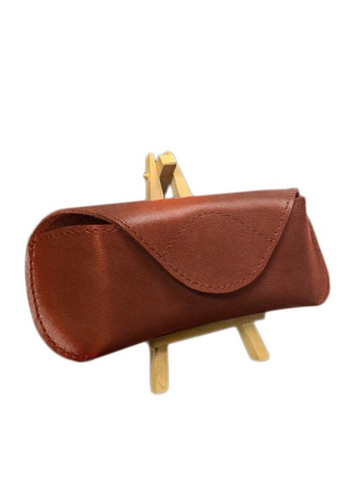 Кожаный чехол для очков с клапаном на магните Светло-коричневый Краст (A-027723) BlankNote (330144493)