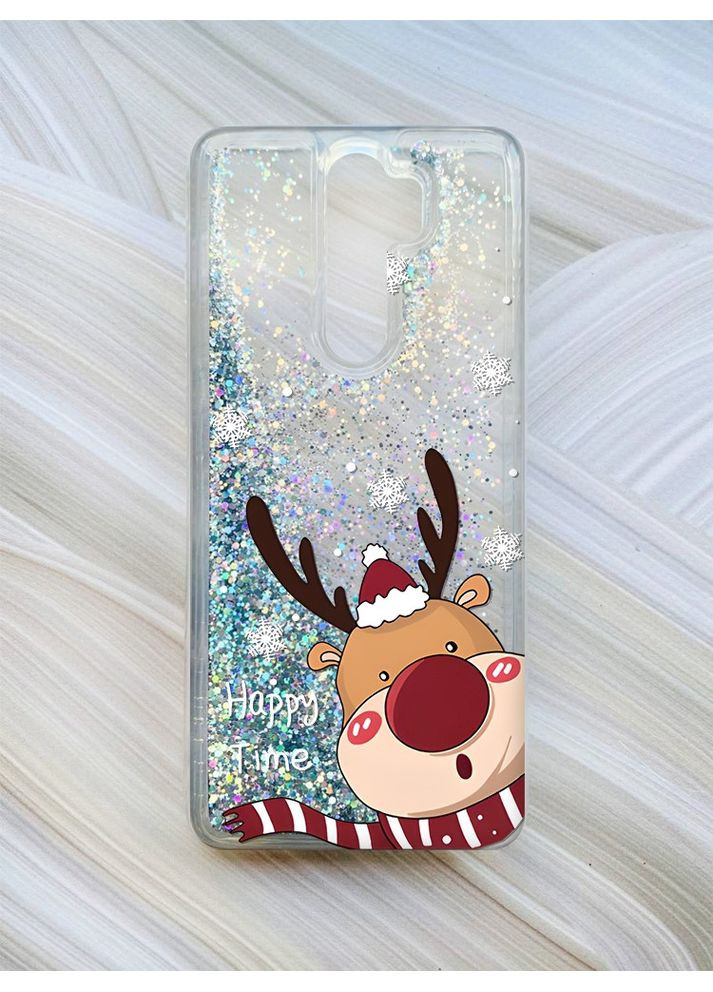 Чохол з плаваючими блискітками на Xiaomi Redmi Note 8 Pro Сріблястий Зимове оленя (принт 155) CASE CONTROL (360664764)