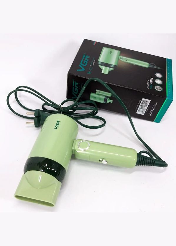 Портативный фен складной с насадкой-концентратором для 1200 Вт зелёный (2390000048) VGR V-421 (345562780)