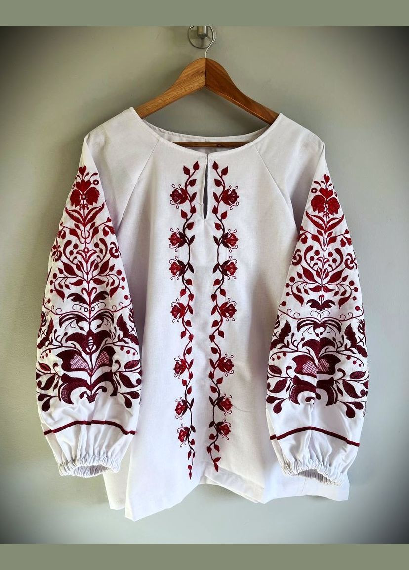 Белая женская льняная белая вышиванка вышивка «семейное дерево» узор цветочный прямой, свободная лен (329693241)