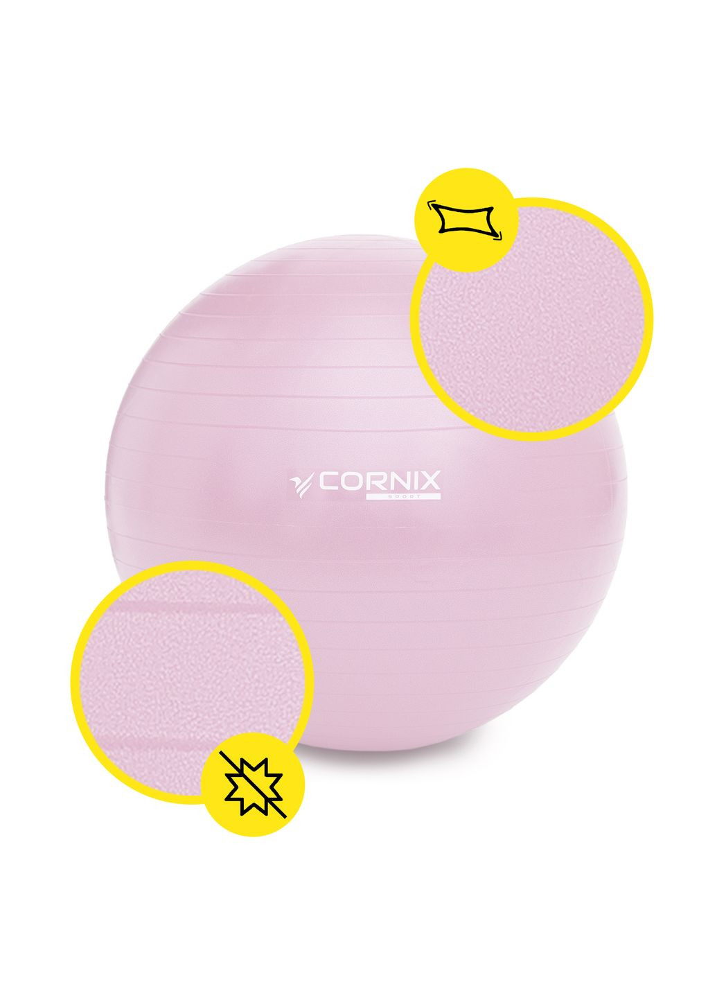 М'яч для фітнесу (фітбол) 55 см Anti-Burst XR-0361 Light Pink Cornix (318867478)