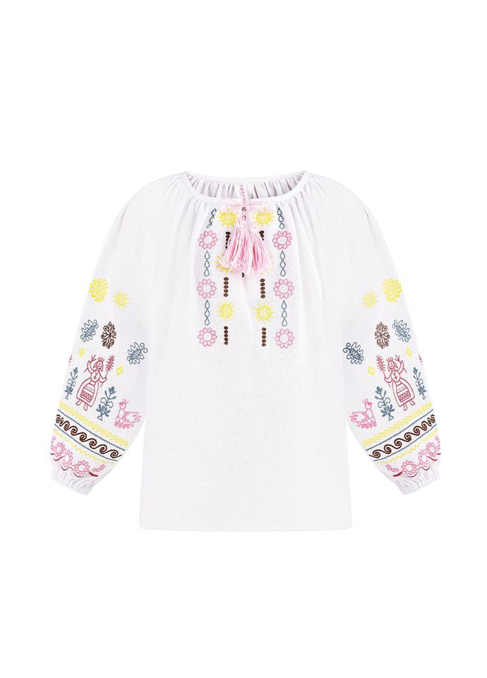 Белая вышиванка для девочки веснушка Kashtanchik лен (366213546)