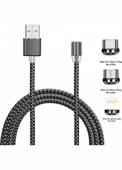Дата кабель USB 2.0 AM to Lightning + Micro 5P + TypeC 1.2m Magneto gre (SC-350MGNT-GR) XoKo usb 2.0 am to lightning + micro 5p + type-c 1.2m m (268141651)