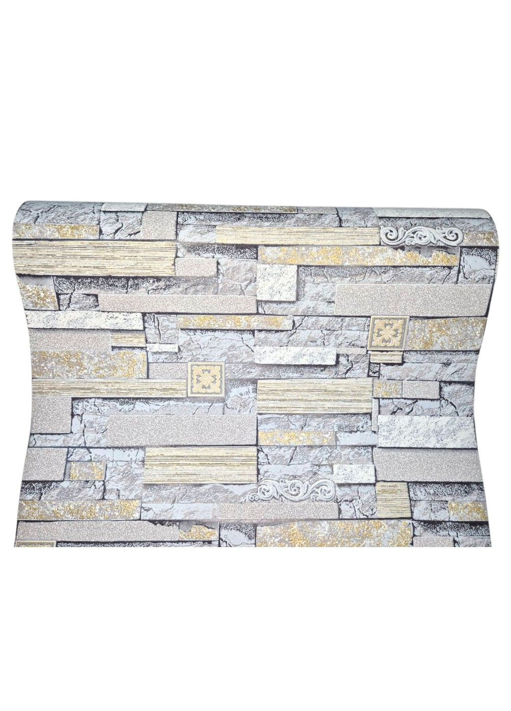 Шпалери вінілові 10.05 × 0.53 м Слов’янські шпалери 9408-03, сірі для коридору, вітальні, кухні, спальні Слов'янські шпалери (340275456)