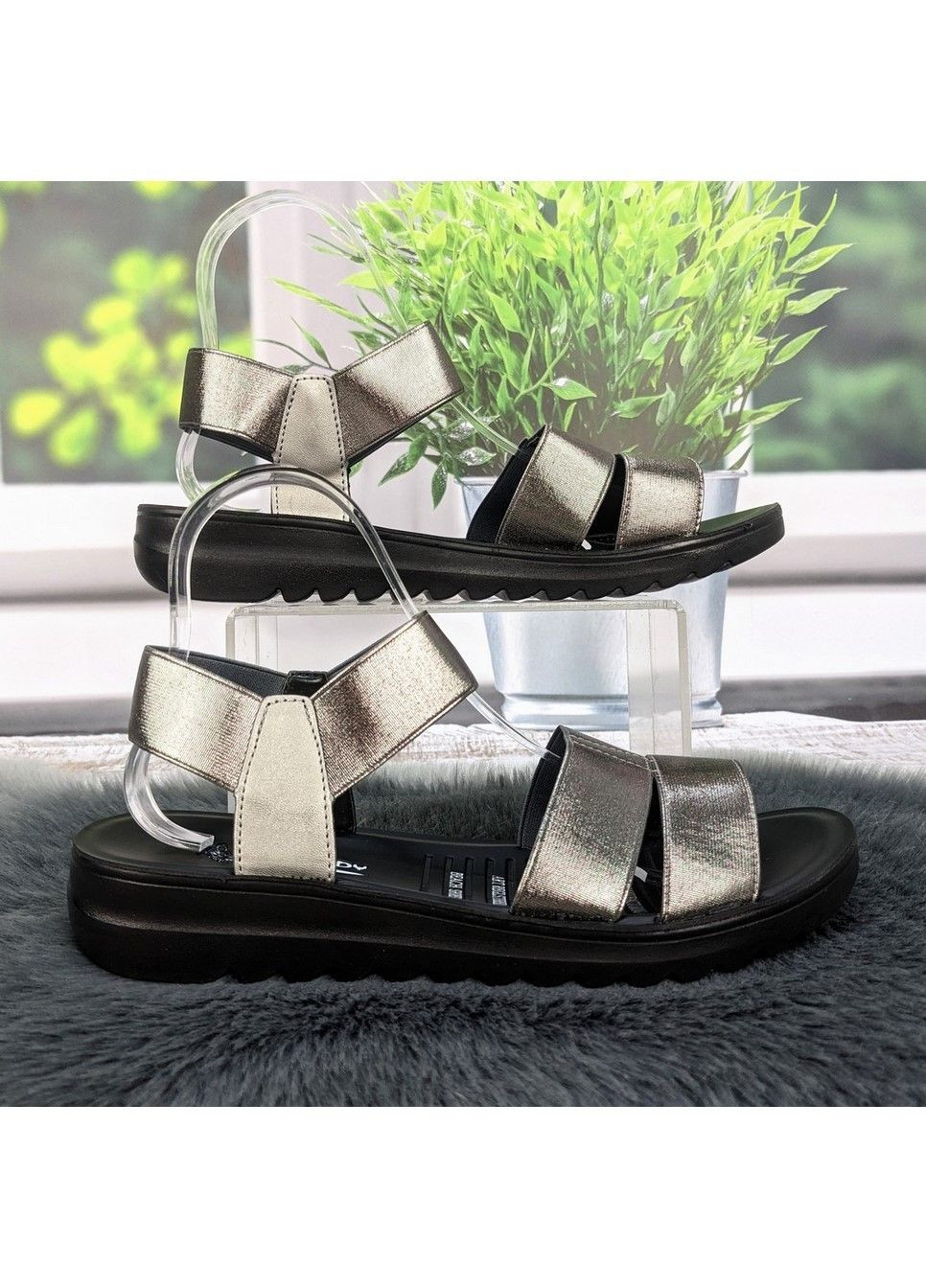 Бронзовые босоножки женские бронзовые большие размеры I.Trendy на резинке