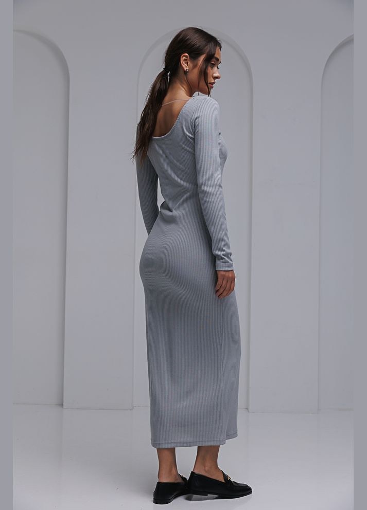 Оливковое платье из трикотажа в рубчик Arjen