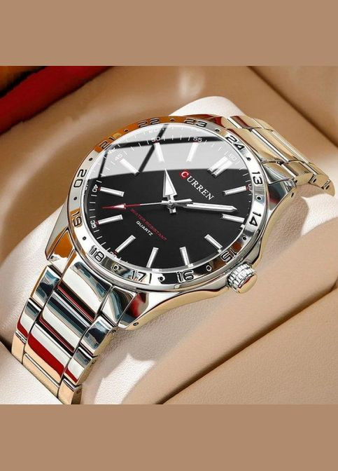 Чоловічий наручний годинник HECTOR сріблястий з чорним циферблатом ( код: IBW880SB ) Curren (331613673)