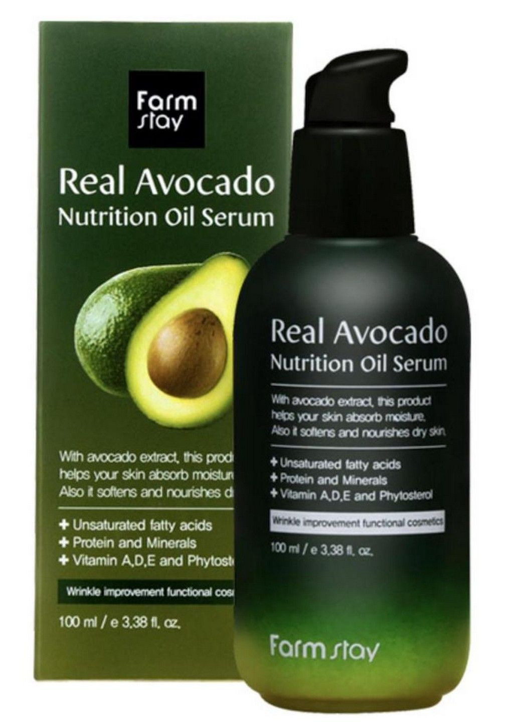 Питательная сыворотка с авокадо маслом Farmstay Real Avocado Nutrition Oil Serum, 100 мл Farm Stay (283295721)