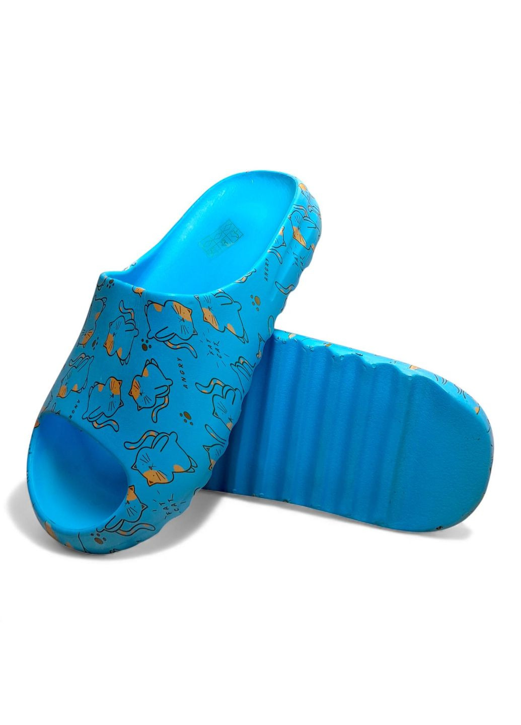 Голубые женские шлепанцы размер 41 (26-26,5 см.) голубого цвета с принтом Luck Line