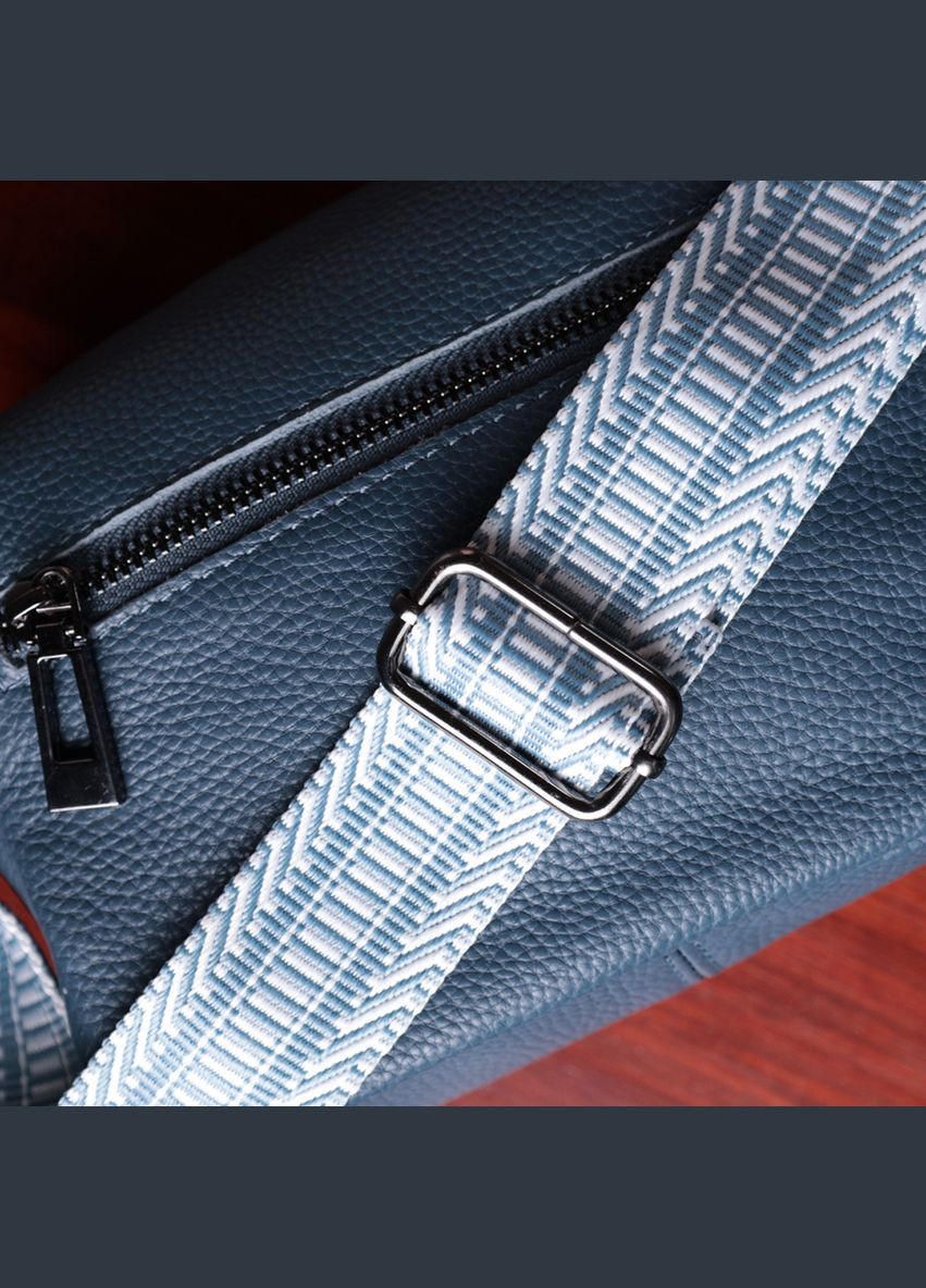 Сумка кроссбоди с широким ремнем через плечо жена одно отделение для стильных женщин из натуральной кожи синяя Vintage (329197714)