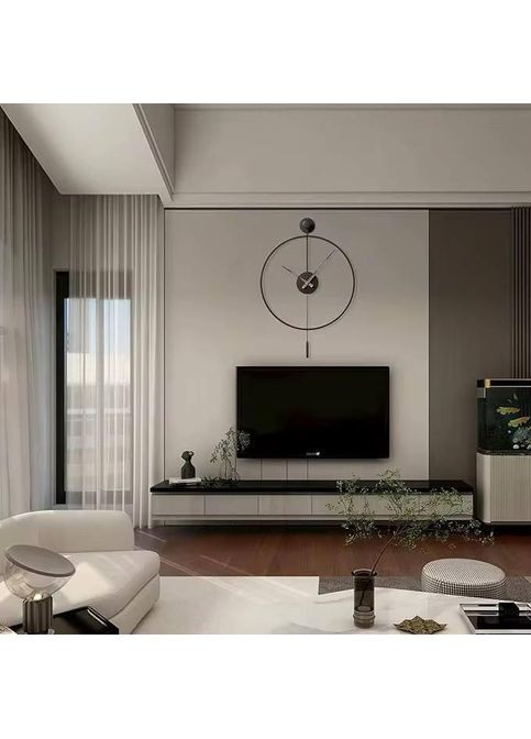 Настенные часы в металлическом корпусе с маятником Черный Диаметр 60 см No Brand (363186088)